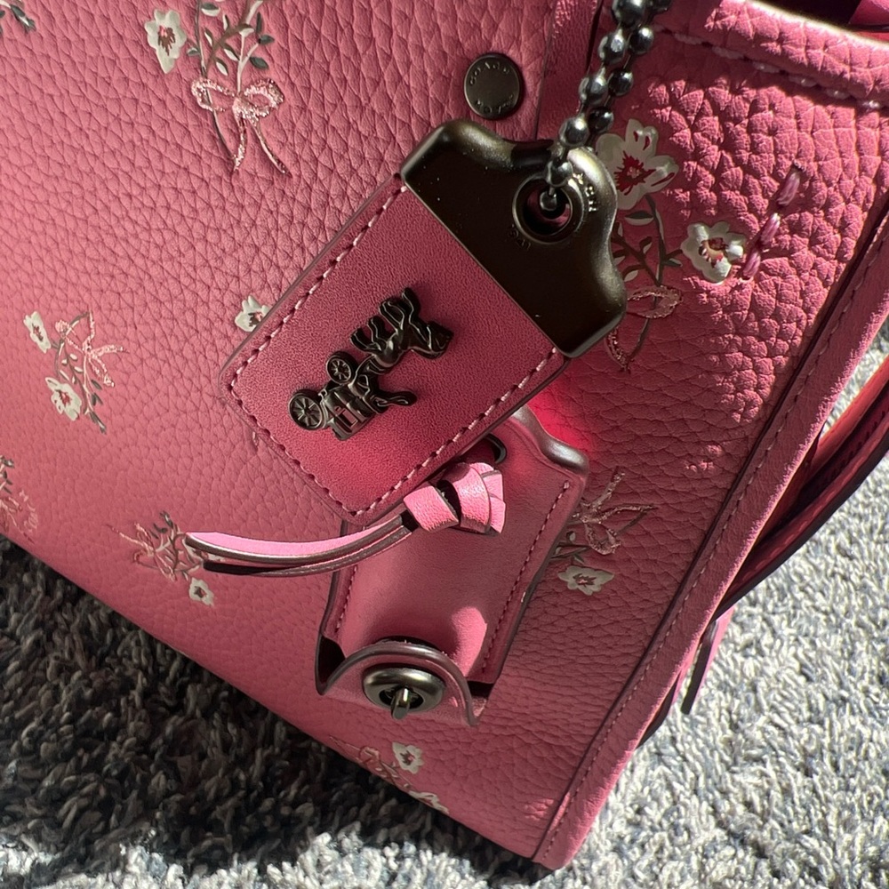 New with tags Coach Pink Satchel with Floral Accents - Picture 3 of 16